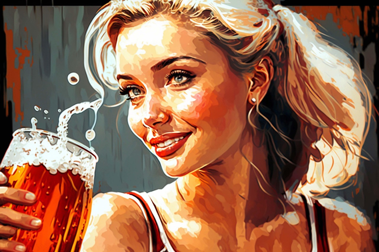 ai-generated, woman, beer, model, drink, alcohol, bar, beer, beer, beer, beer, beer